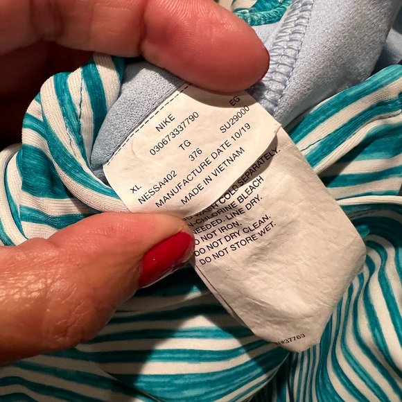 Nike turquoise Blue and White Striped Tankini Swim Set sz xl women’s - Picture 6 of 9